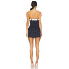 Off shoulder Pinstriped Sexy Fashionable Top decorative band Backless Woman's Mini Dress