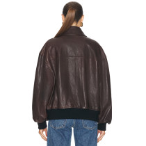 Classic collar Oversized Vintage Casual Leather texture Luxury Finish Woman's Jacket