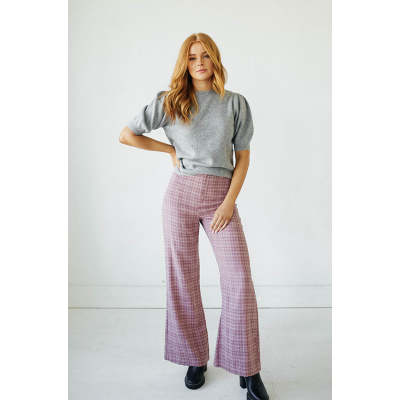 Oversized Gingham detail High quality Elegant Charming High waist Woman's Wide leg Pants