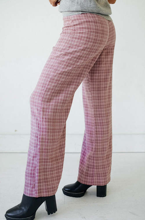 Oversized Gingham detail High quality Elegant Charming High waist Woman's Wide leg Pants
