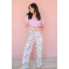 Colorful printed flowers Loose fitting Pastel colored High waist Bohemian inspired Woman's Pants