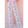 Colorful printed flowers Loose fitting Pastel colored High waist Bohemian inspired Woman's Pants
