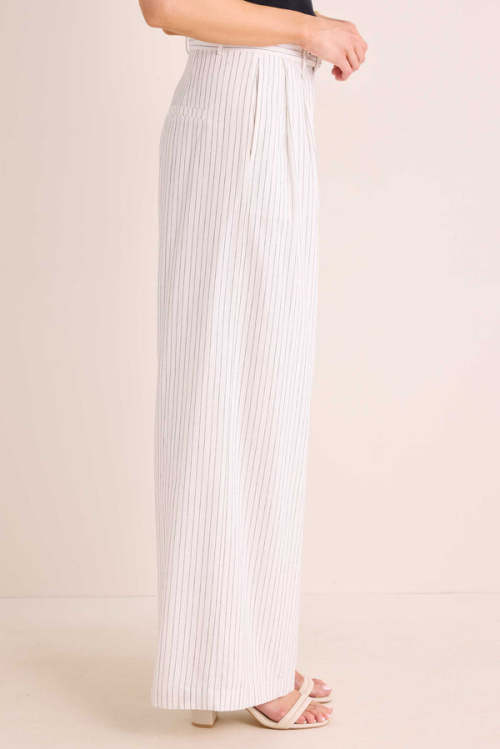 Wide leg Pinstripe Woven Elegant Flowy High waisted Stylish High quality Woman's Pants