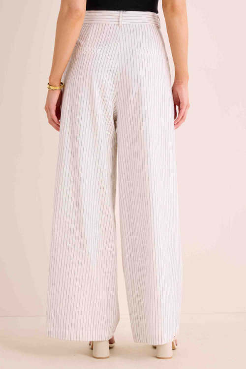 Wide leg Pinstripe Woven Elegant Flowy High waisted Stylish High quality Woman's Pants