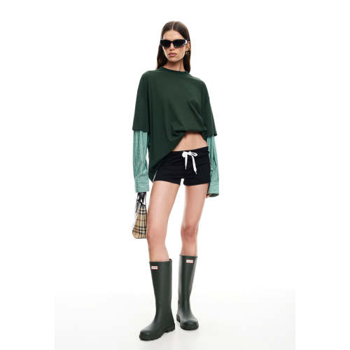 Oversized Drop shoulder Breathable Crew neck Relaxed Long sleeved layered Woman's Fashion Blouses