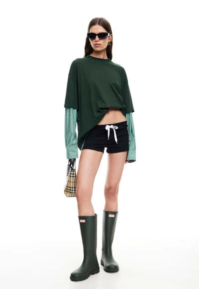 Oversized Drop shoulder Breathable Crew neck Relaxed Long sleeved layered Woman's Fashion Blouses