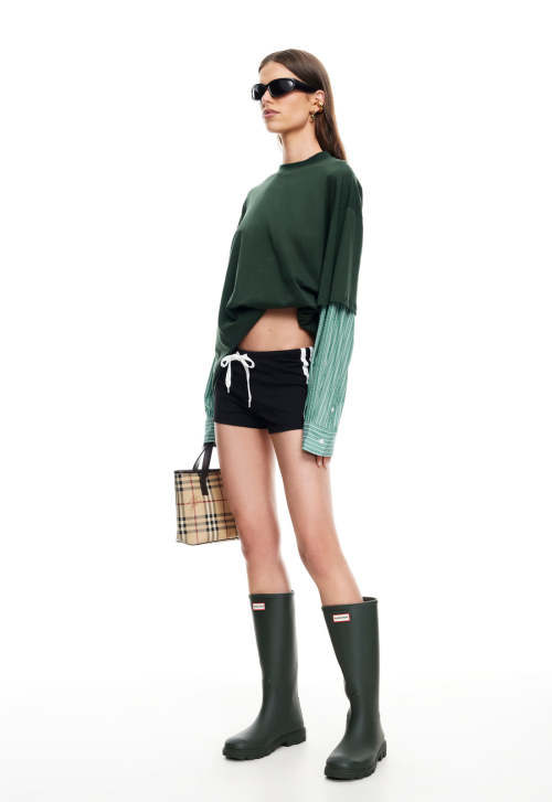 Oversized Drop shoulder Breathable Crew neck Relaxed Long sleeved layered Woman's Fashion Blouses
