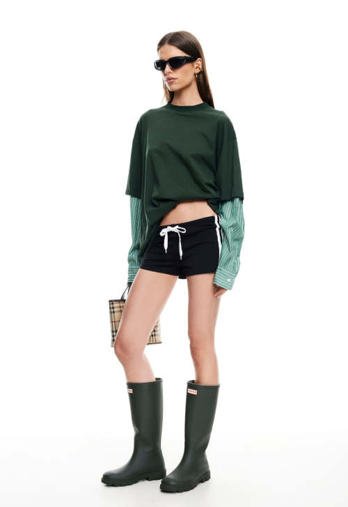 Oversized Drop shoulder Breathable Crew neck Relaxed Long sleeved layered Woman's Fashion Blouses