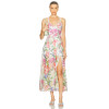 Floral printed Camisole Backless Sleeveless V neckline Side slit Elegant Woman's Midi Dress