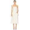 Spaghetti Open back Fitted Flared Elegant Minimalist Square neckline Woman's Midi Lace Dress