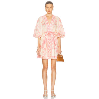 Puff sleeve V neckline Lightweight High quality Hot sale Freedom Relaxed Woman's Shirt Dress