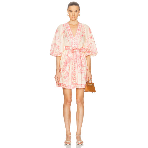 Puff sleeve V neckline Lightweight High quality Hot sale Freedom Relaxed Woman's Shirt Dress