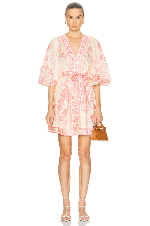 Puff sleeve V neckline Lightweight High quality Hot sale Freedom Relaxed Woman's Shirt Dress