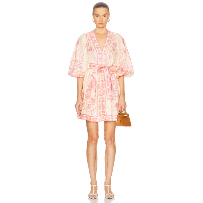 Puff sleeve V neckline Lightweight High quality Hot sale Freedom Relaxed Woman's Shirt Dress