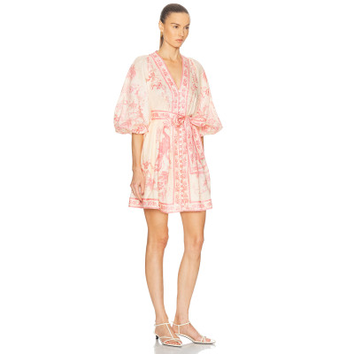 Puff sleeve V neckline Lightweight High quality Hot sale Freedom Relaxed Woman's Shirt Dress