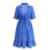 Charming Deep V neckline Bow tie China Manufactory Linen fabric Woman's Midi Dress