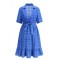 Charming Deep V neckline Bow tie China Manufactory Linen fabric Woman's Midi Dress