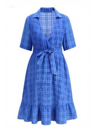 Charming Deep V neckline Bow tie China Manufactory Linen fabric Woman's Midi Dress