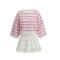 Color blocking stripe Lace trimmed Openwork knit Round neckline Feminine flair Woman's Sweaters