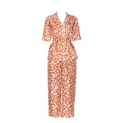 Shiny Flowy Lightweight Breathable Casual V neckline Short sleeveless Woman's Pajamas