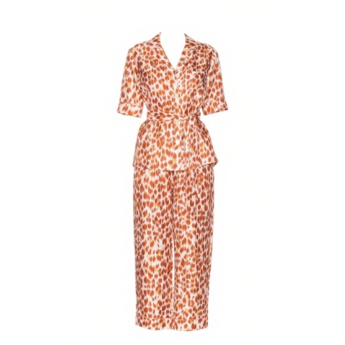 Shiny Flowy Lightweight Breathable Casual V neckline Short sleeveless Woman's Pajamas
