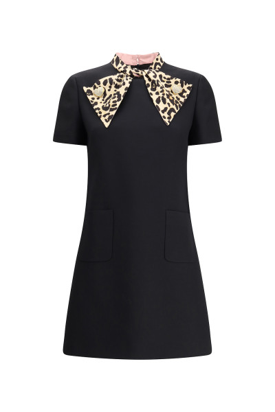 Woman's Fashion Garments Leopard print Bow tie Hot sale High quality Ladies Mini Dress