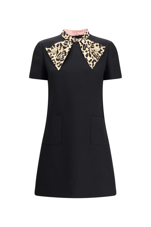 Woman's Fashion Garments Leopard print Bow tie Hot sale High quality Ladies Mini Dress