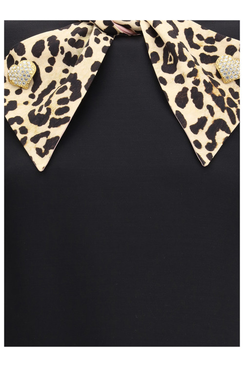 Woman's Fashion Garments Leopard print Bow tie Hot sale High quality Ladies Mini Dress