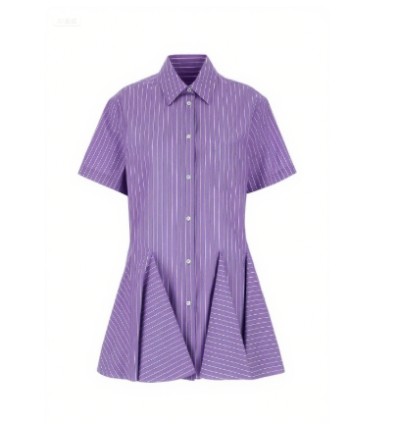 High quality Stripe Elegant Casual Hot sale Leisure Freedom Woman's Mini Shirt Dress