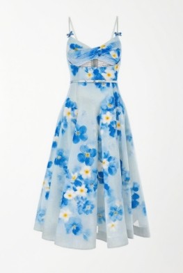 Flowy printed Delicate Exquisite Feminine Charming Flowy Camisole Backless Midi Dress