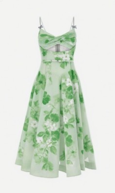 Flowy printed Delicate Exquisite Feminine Charming Flowy Camisole Backless Midi Dress