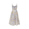 Flowy printed Delicate Exquisite Feminine Charming Flowy Camisole Backless Midi Dress