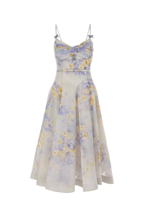 Flowy printed Delicate Exquisite Feminine Charming Flowy Camisole Backless Midi Dress