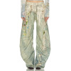 Pearl Lace trims Colorful Delicate Elegance Classical Fashionable Woman's Denim Pants