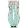 Pearl Lace trims Colorful Delicate Elegance Classical Fashionable Woman's Denim Pants