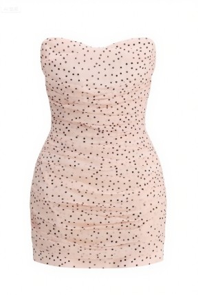 Off shoulder Bodycon Delicate Graceful Elegance Feminine Polka Dot Woman's Mini Dress