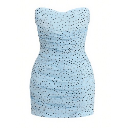 Off shoulder Bodycon Delicate Graceful Elegance Feminine Polka Dot Woman's Mini Dress