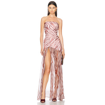 Off shoulder Zebra print pattern Party style Sexy Off Shoulder Woman's Maxi Dress