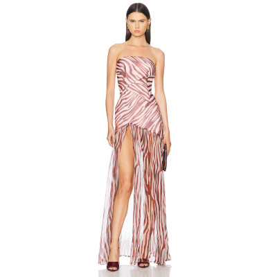 Off shoulder Zebra print pattern Party style Sexy Off Shoulder Woman's Maxi Dress
