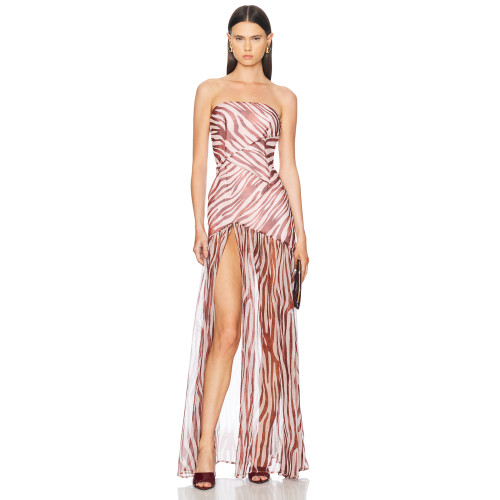 Off shoulder Zebra print pattern Party style Sexy Off Shoulder Woman's Maxi Dress