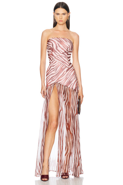 Off shoulder Zebra print pattern Party style Sexy Off Shoulder Woman's Maxi Dress