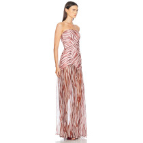 Off shoulder Zebra print pattern Party style Sexy Off Shoulder Woman's Maxi Dress