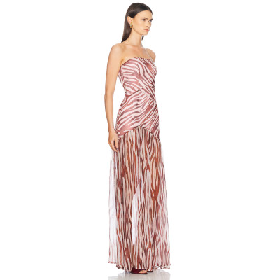 Off shoulder Zebra print pattern Party style Sexy Off Shoulder Woman's Maxi Dress