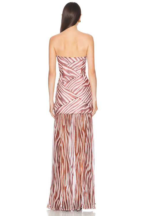 Off shoulder Zebra print pattern Party style Sexy Off Shoulder Woman's Maxi Dress