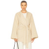 Elegant Delicate Wide lapel Belt trims Hot sale High V neckline Graceful Woman's Coat