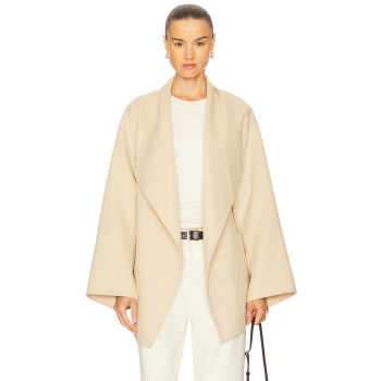 Elegant Delicate Wide lapel Belt trims Hot sale High V neckline Graceful Woman's Coat