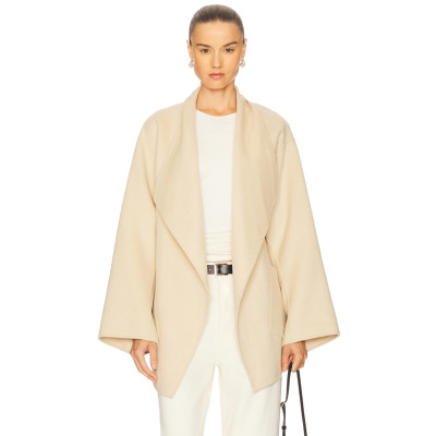 Elegant Delicate Wide lapel Belt trims Hot sale High V neckline Graceful Woman's Coat