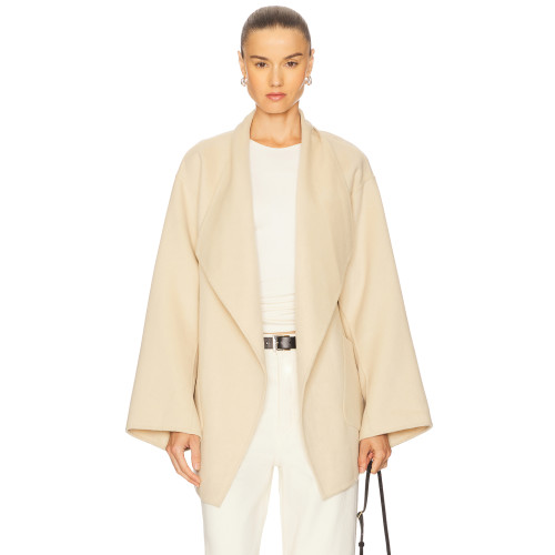 Elegant Delicate Wide lapel Belt trims Hot sale High V neckline Graceful Woman's Coat