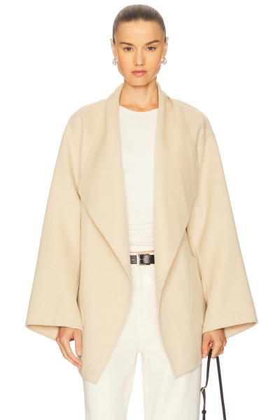 Elegant Delicate Wide lapel Belt trims Hot sale High V neckline Graceful Woman's Coat