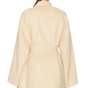 Elegant Delicate Wide lapel Belt trims Hot sale High V neckline Graceful Woman's Coat